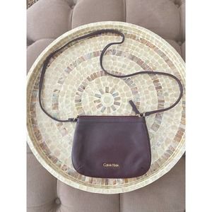 Calvin Klein plum small leather crossbody bag